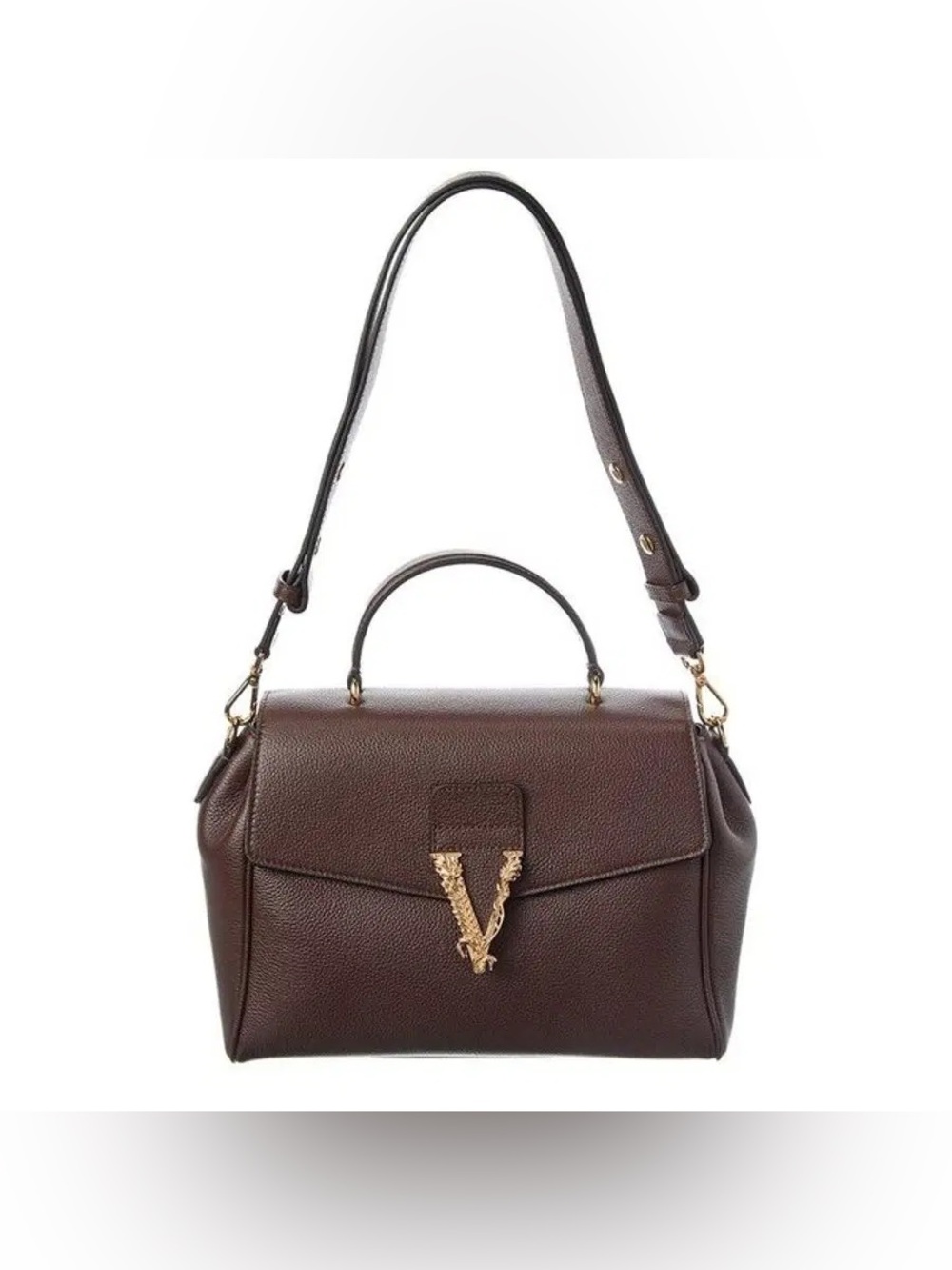 Versace virtus Brown/burgundy Leather Top-Handle Satchel Large 1990$ new